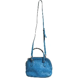 Blue Leather Dome Handbag