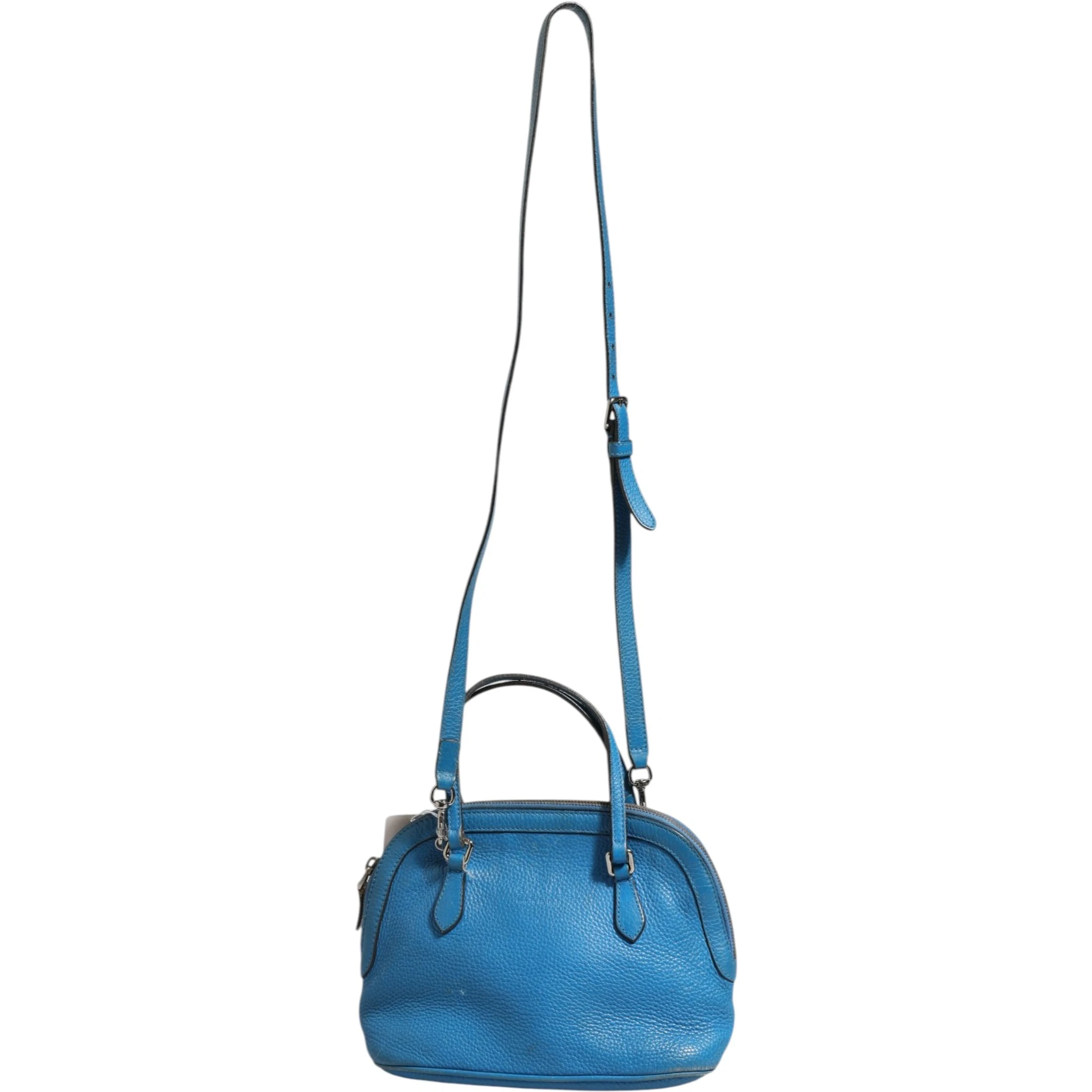Blue Leather Dome Handbag