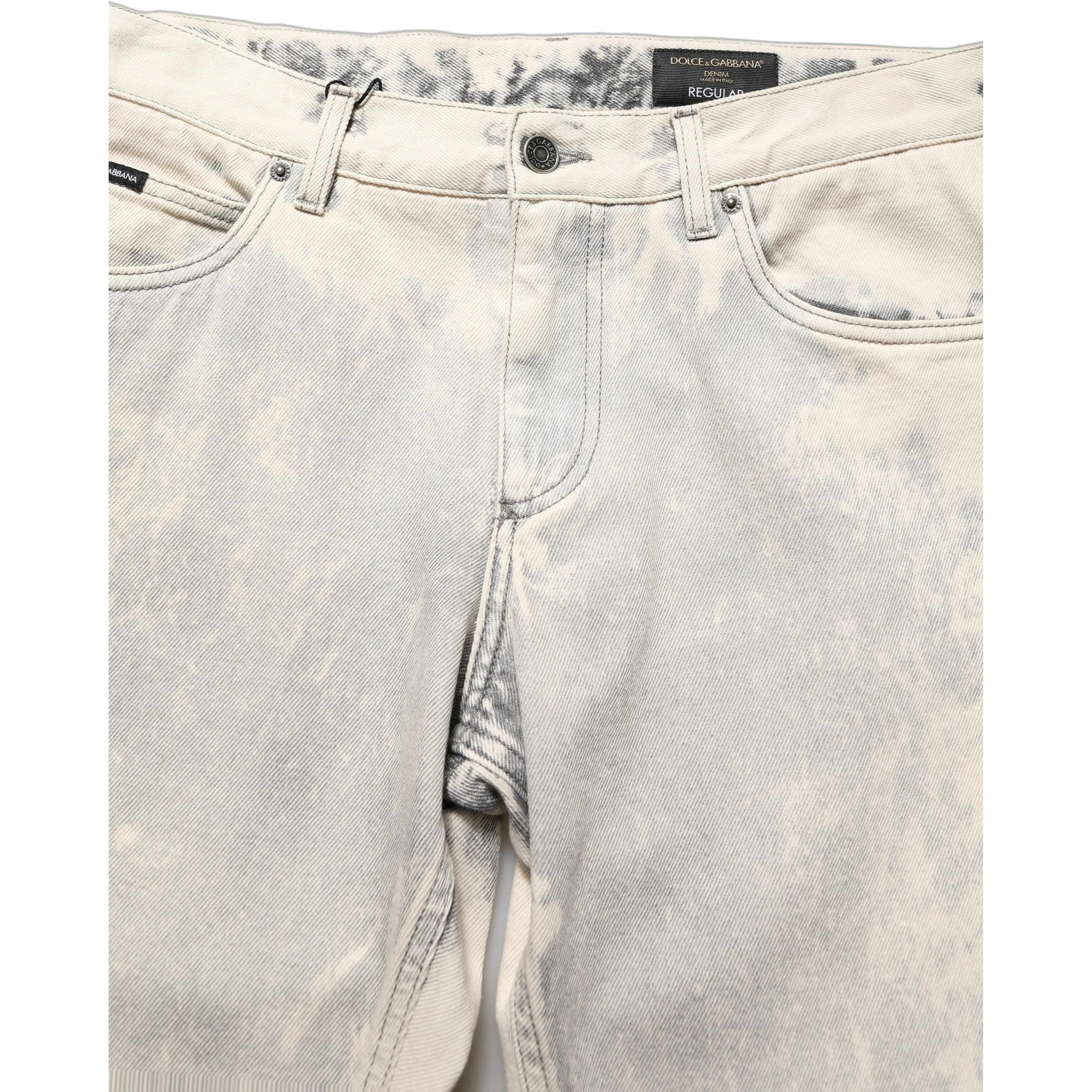 Beige Tie Dye Cotton Straight Men Denim Jeans