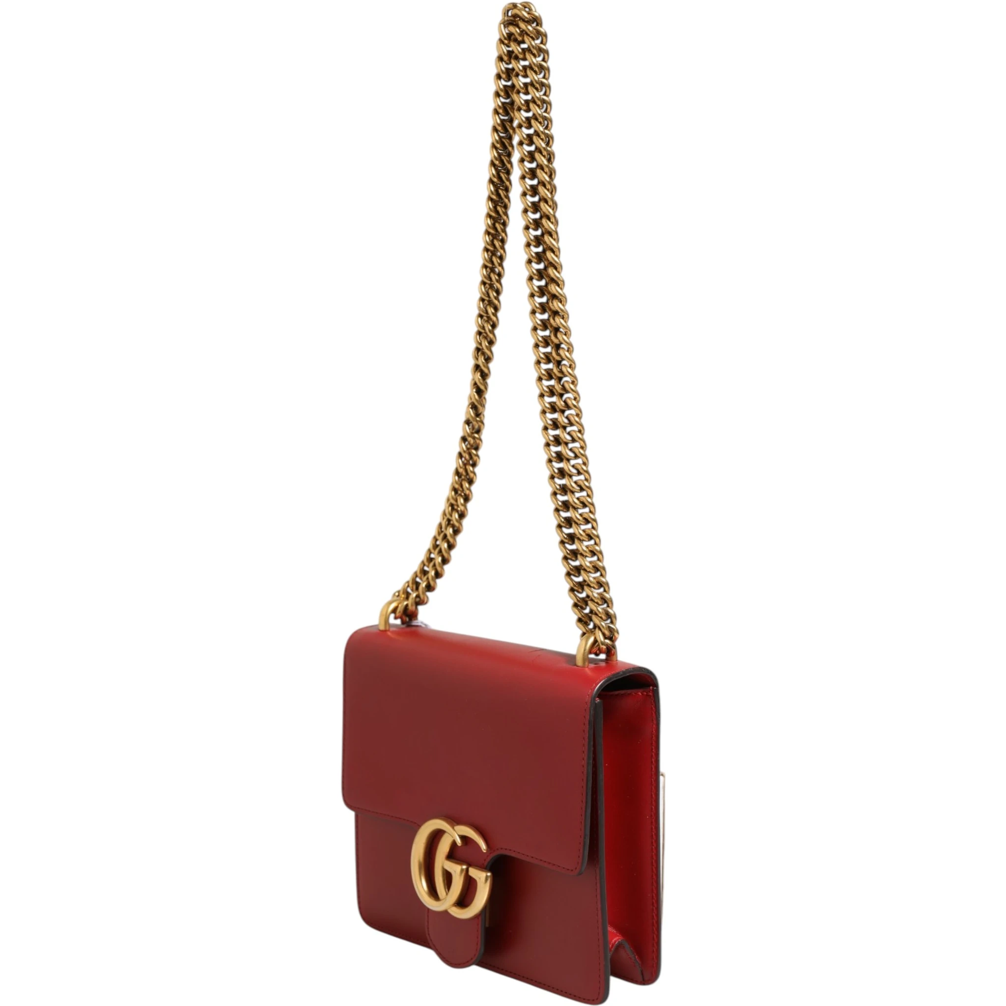 Marmont small shoulder bag in Rosso Ancora red leather