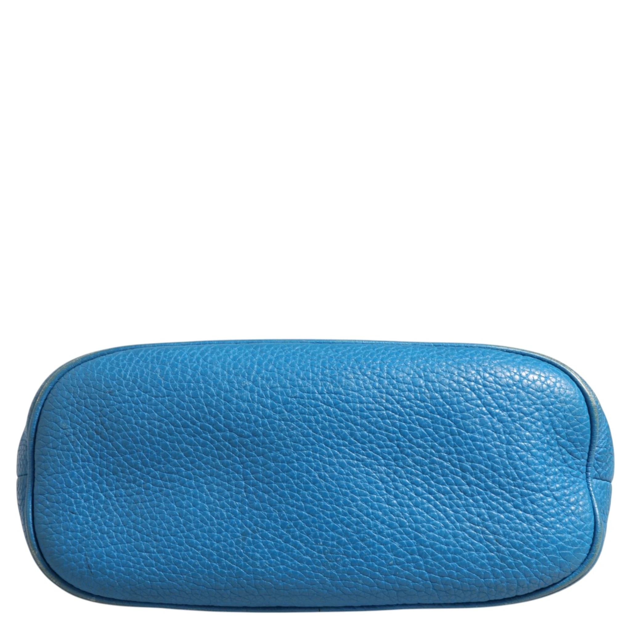 Blue Leather Dome Handbag