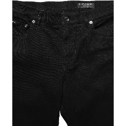 Black Heraldic Embroidered Skinny Denim Jeans