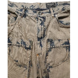 Beige Bleached Deconstructed Men Denim Jeans