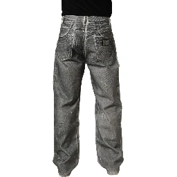 Grey Washed Mid Waist Straight Denim Jeans