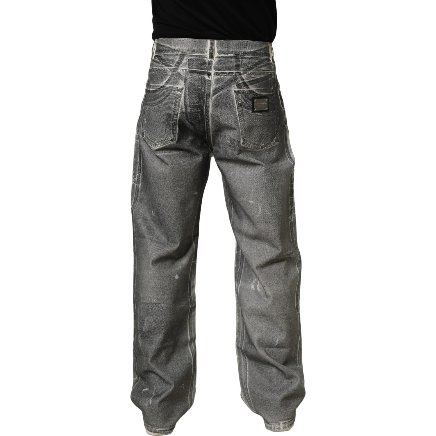 Grey Washed Mid Waist Straight Denim Jeans