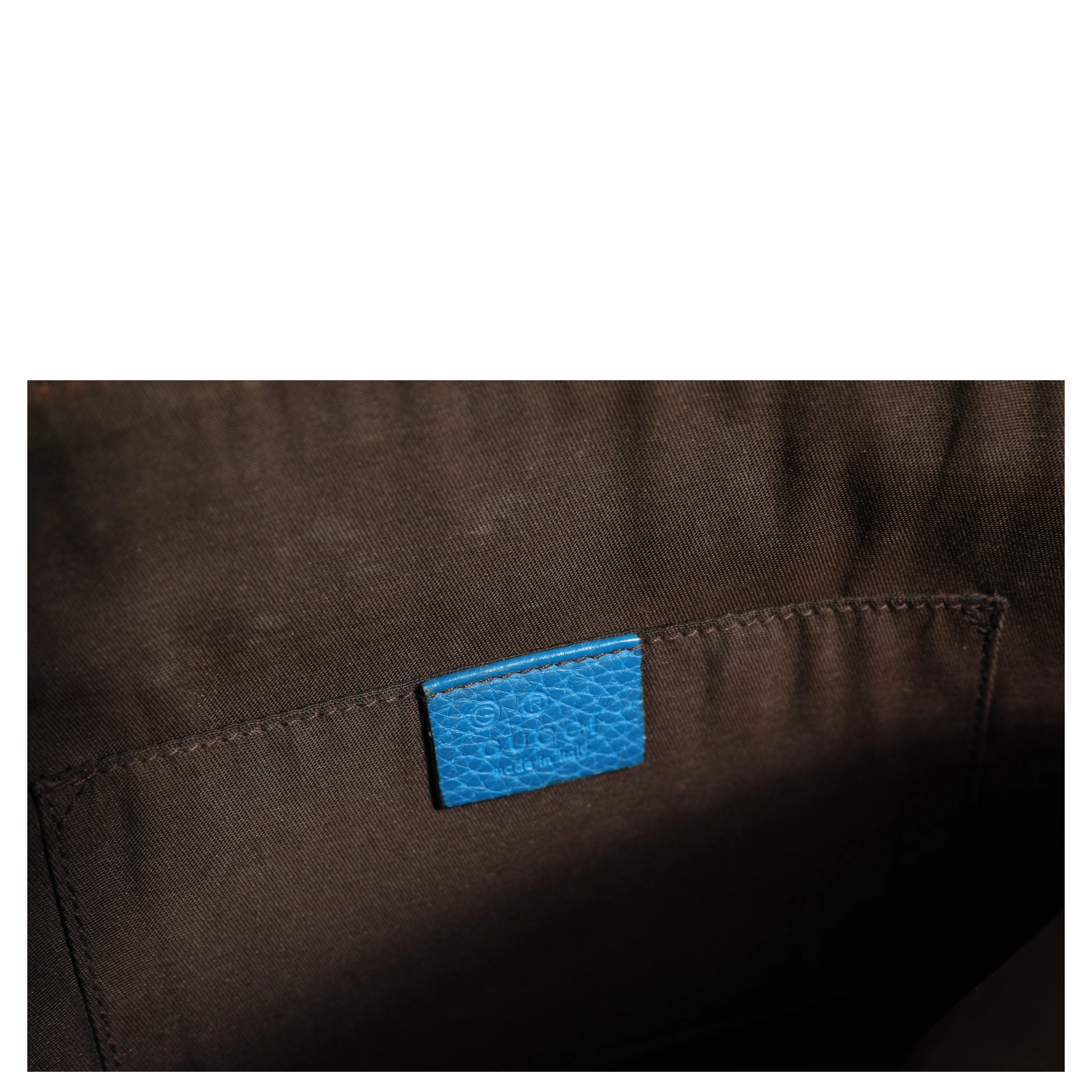 Blue Leather Dome Handbag
