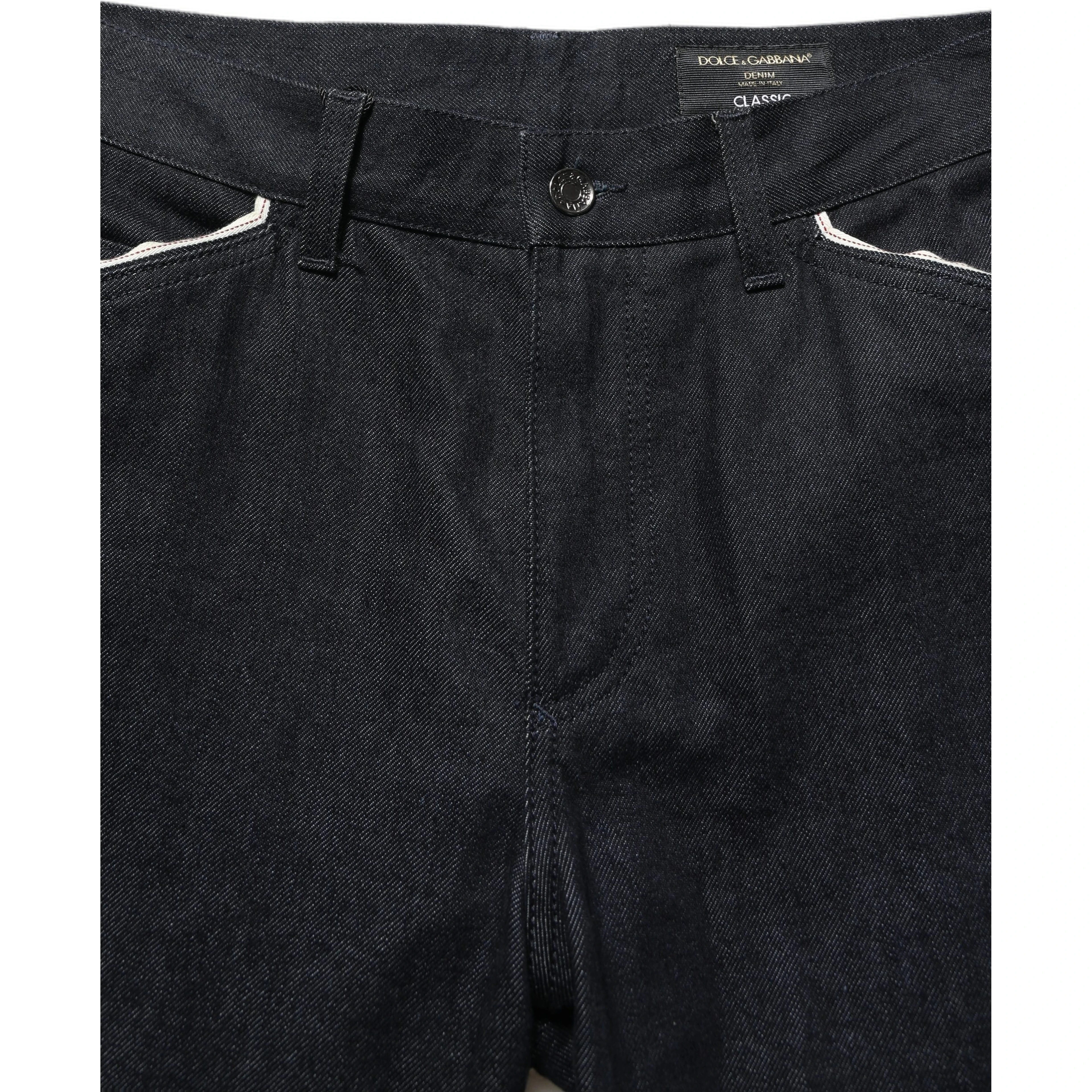 Black Cotton Mid Waist Classic Men Denim Jeans