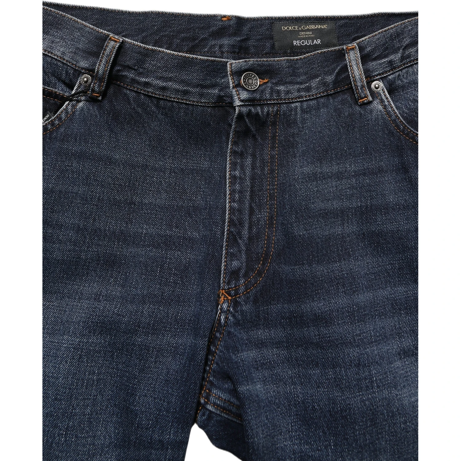 Dark Blue Washed MidWaist Straight Denim Jeans