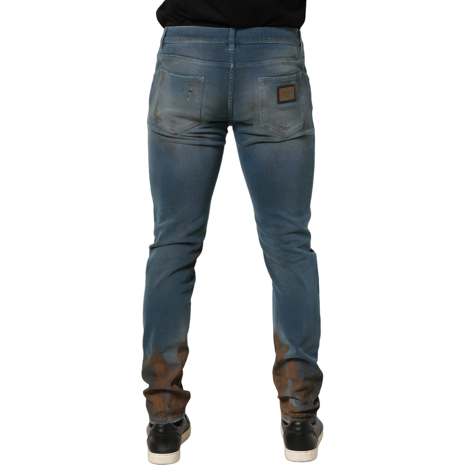 Blue Distressed Mid Waist Skinny Denim Jeans