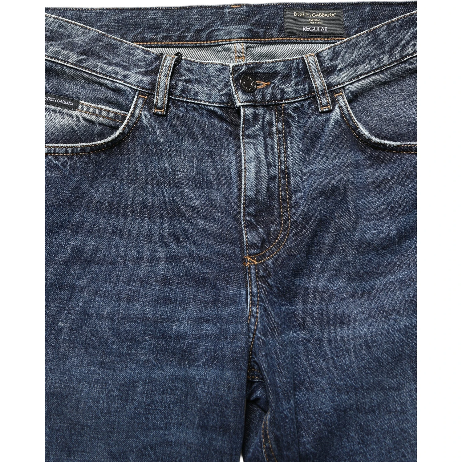 Dark Blue Washed Mid Waist Straight Men Denim Jeans