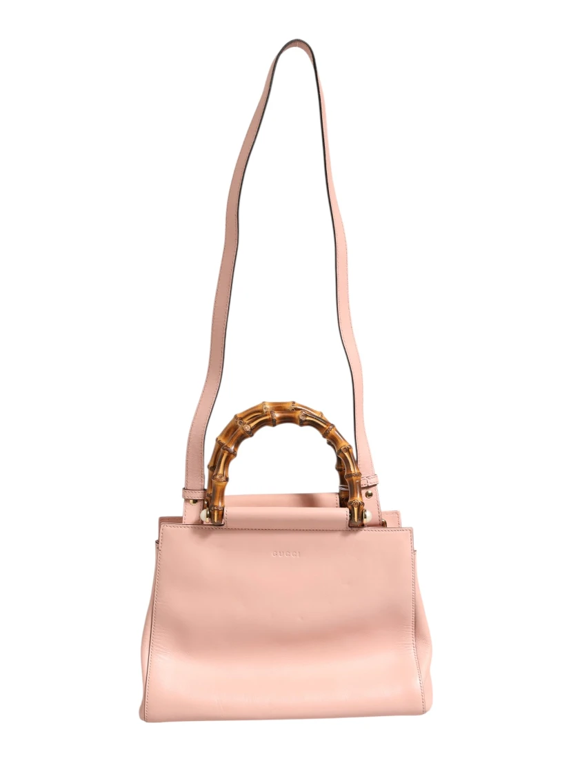 Pink And White Calfskin Small Nymphaea Top Handle Bag