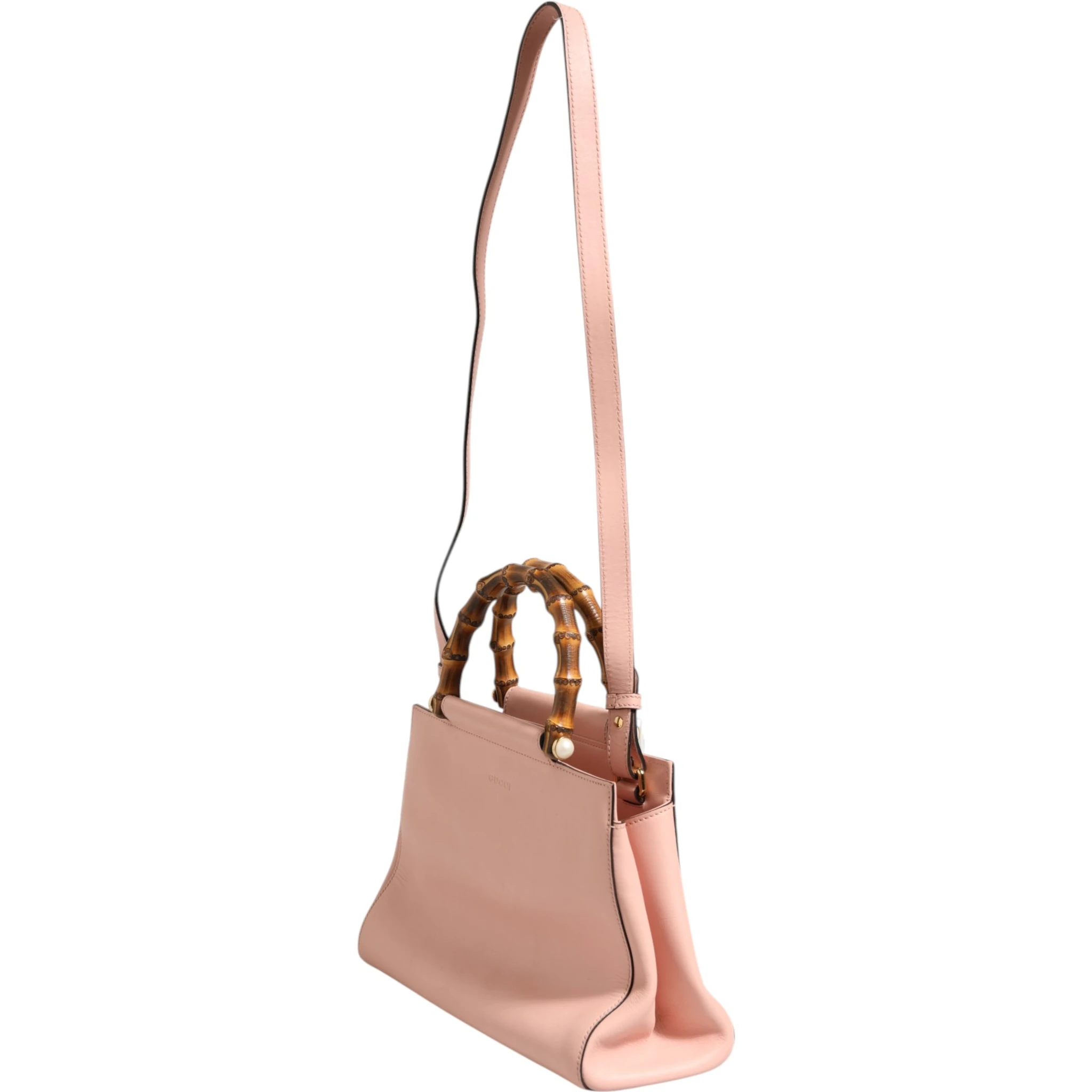 Pink And White Calfskin Small Nymphaea Top Handle Bag