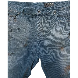 Blue Distressed Mid Waist Skinny Denim Jeans