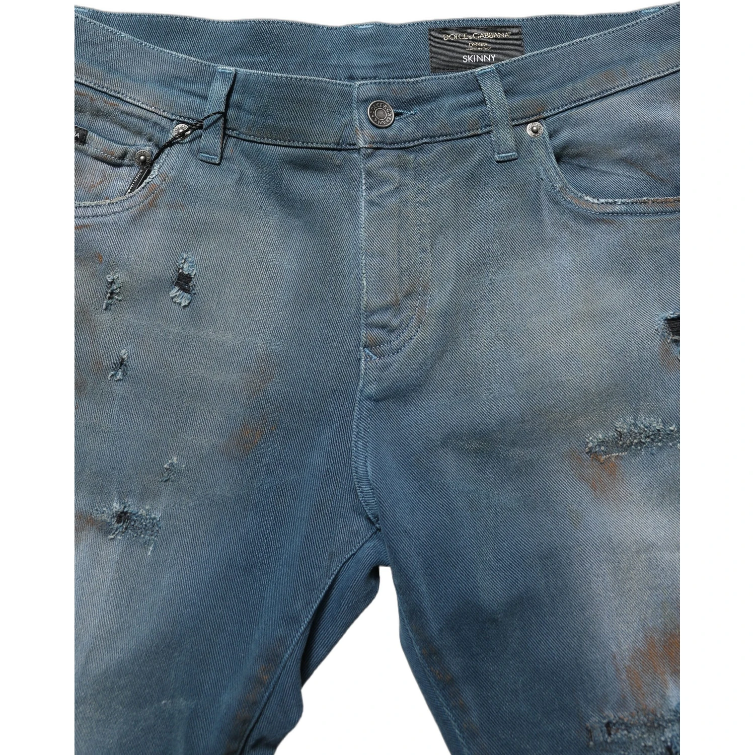 Blue Distressed Mid Waist Skinny Denim Jeans