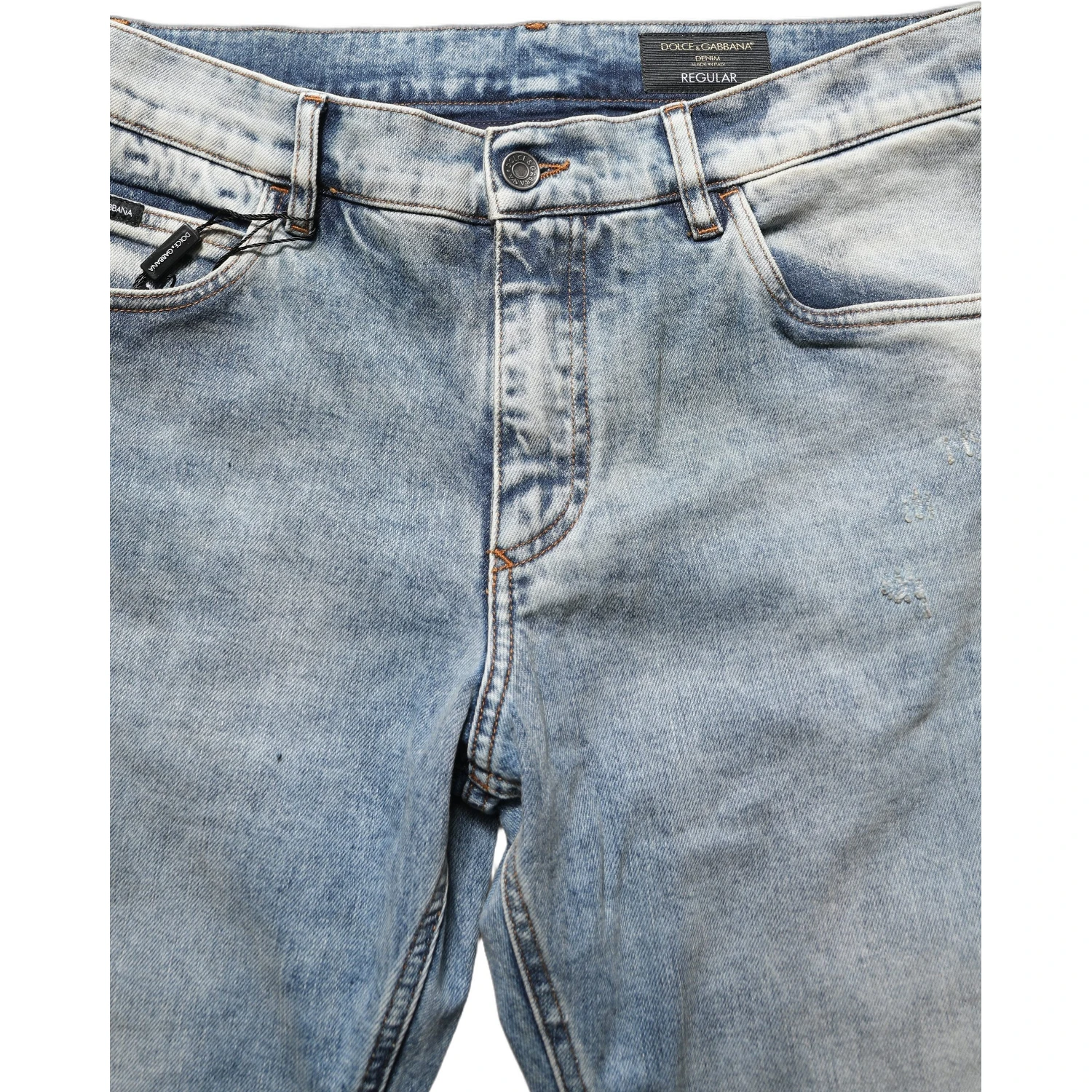 Blue Washed Mid Waist Straight Men Denim Jeans