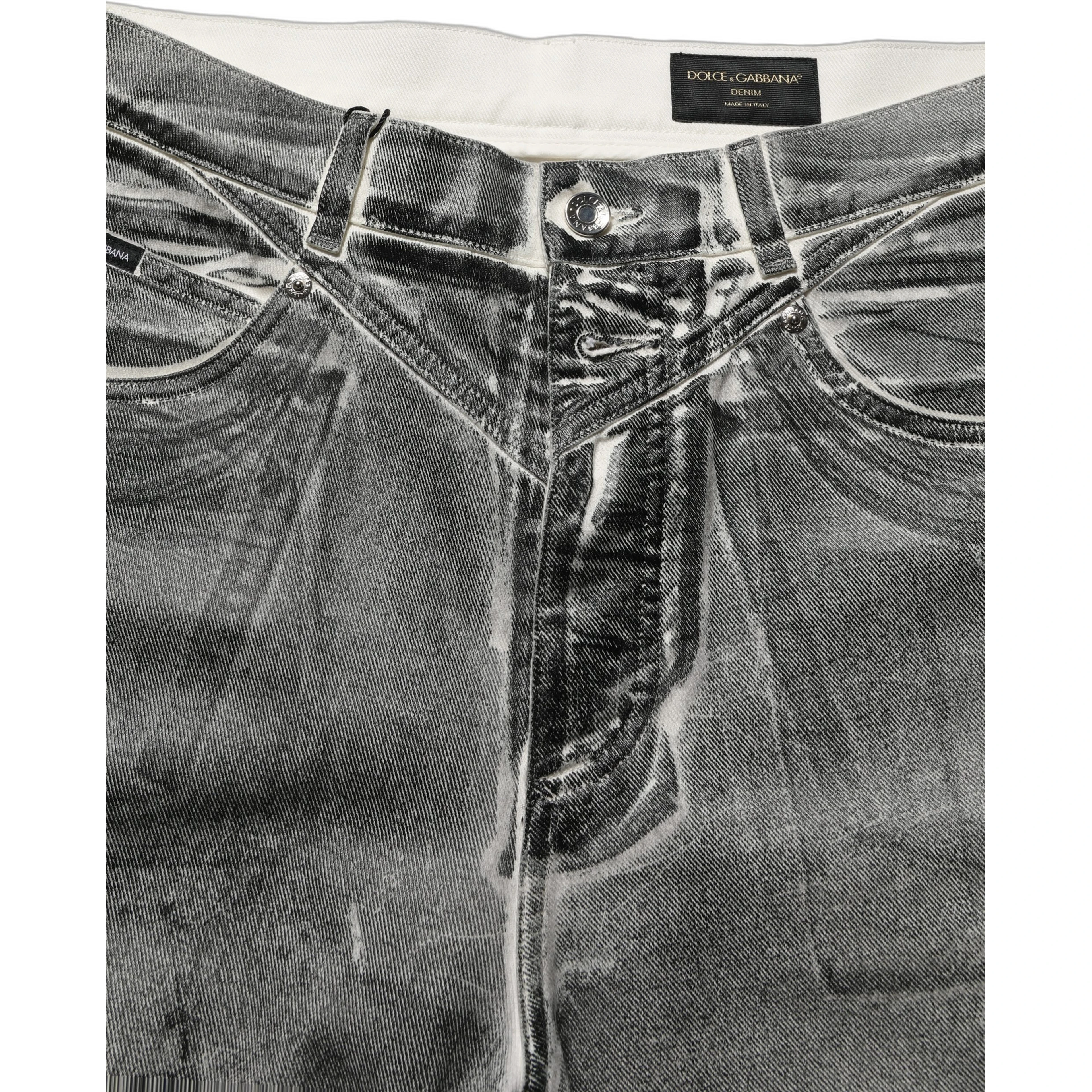 Grey Washed Mid Waist Straight Denim Jeans