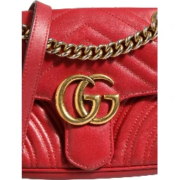 Marmont Small Shoulder Bag in Rosso Ancora Red Leather
