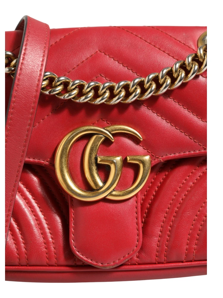 Marmont Small Shoulder Bag in Rosso Ancora Red Leather alternative