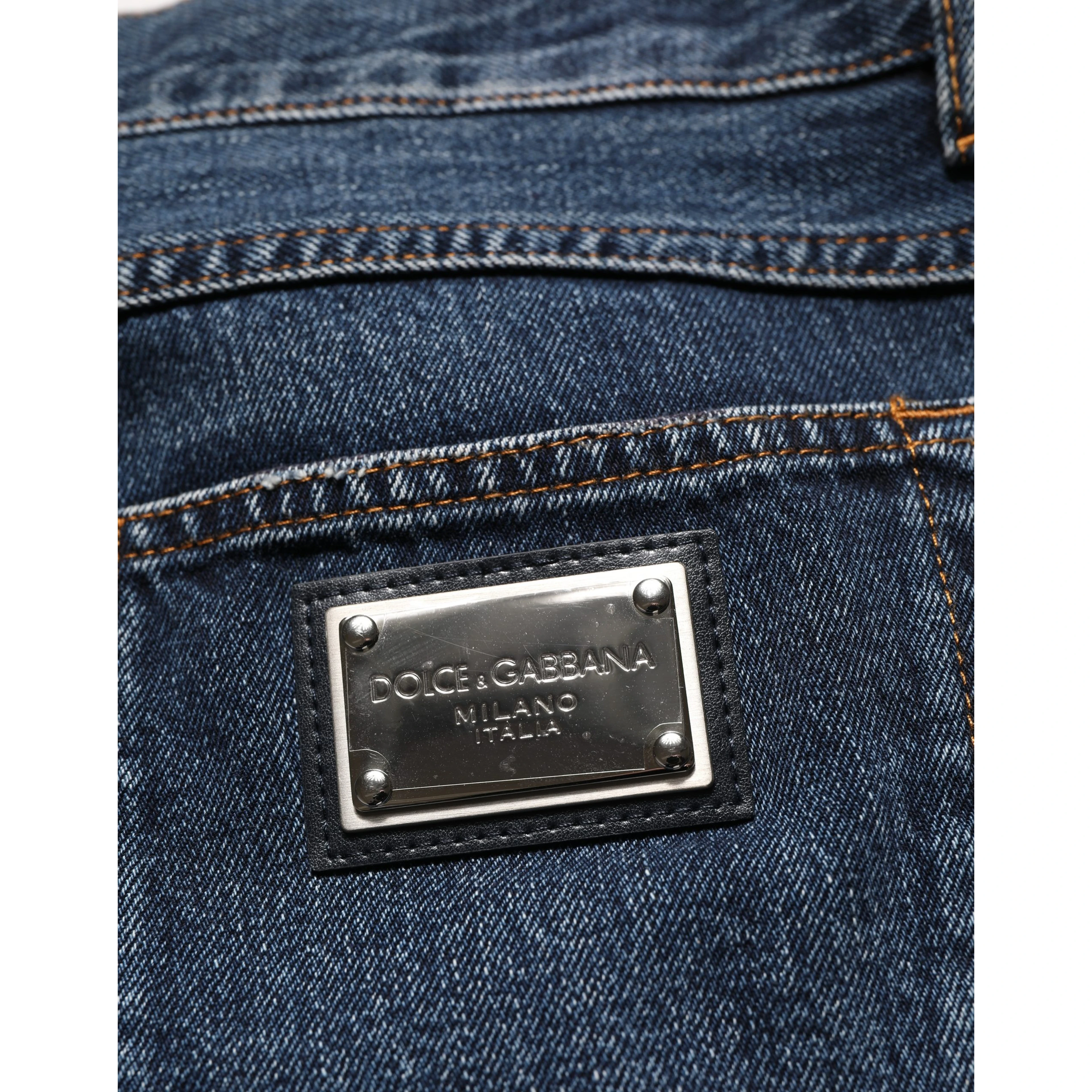 Dark Blue Washed MidWaist Straight Denim Jeans