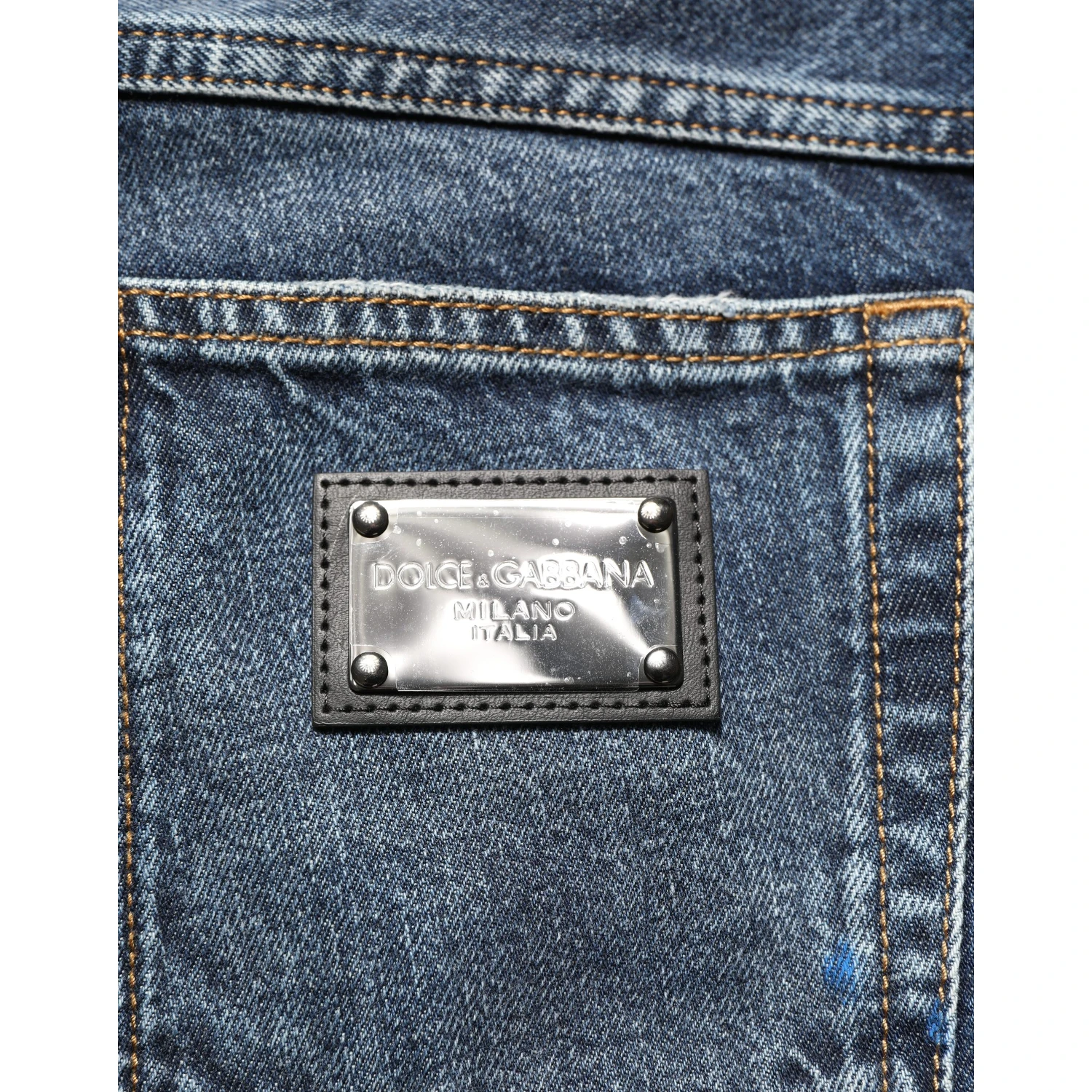 Dark Blue Washed Mid Waist Straight Men Denim Jeans