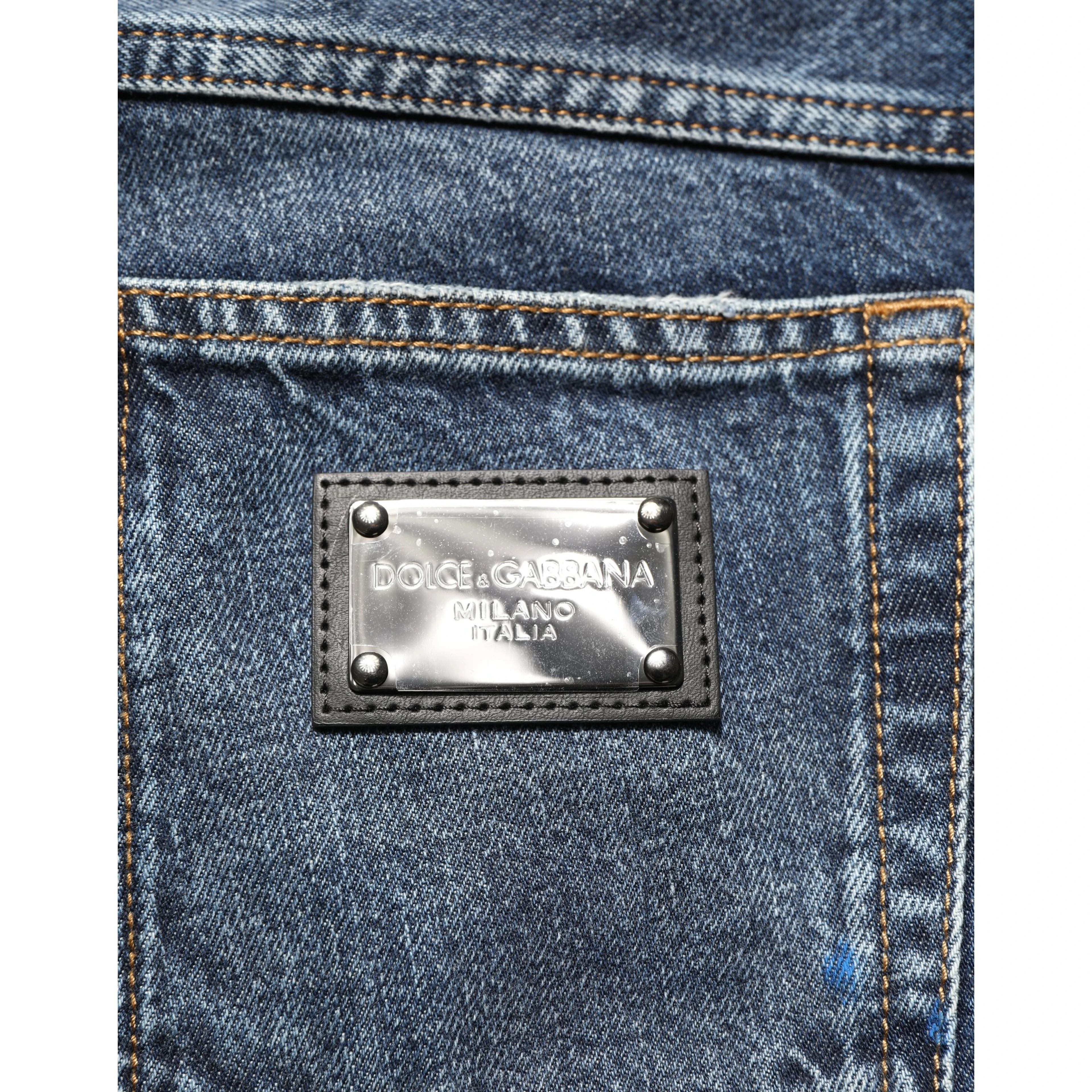 Dark Blue Washed Mid Waist Straight Men Denim Jeans