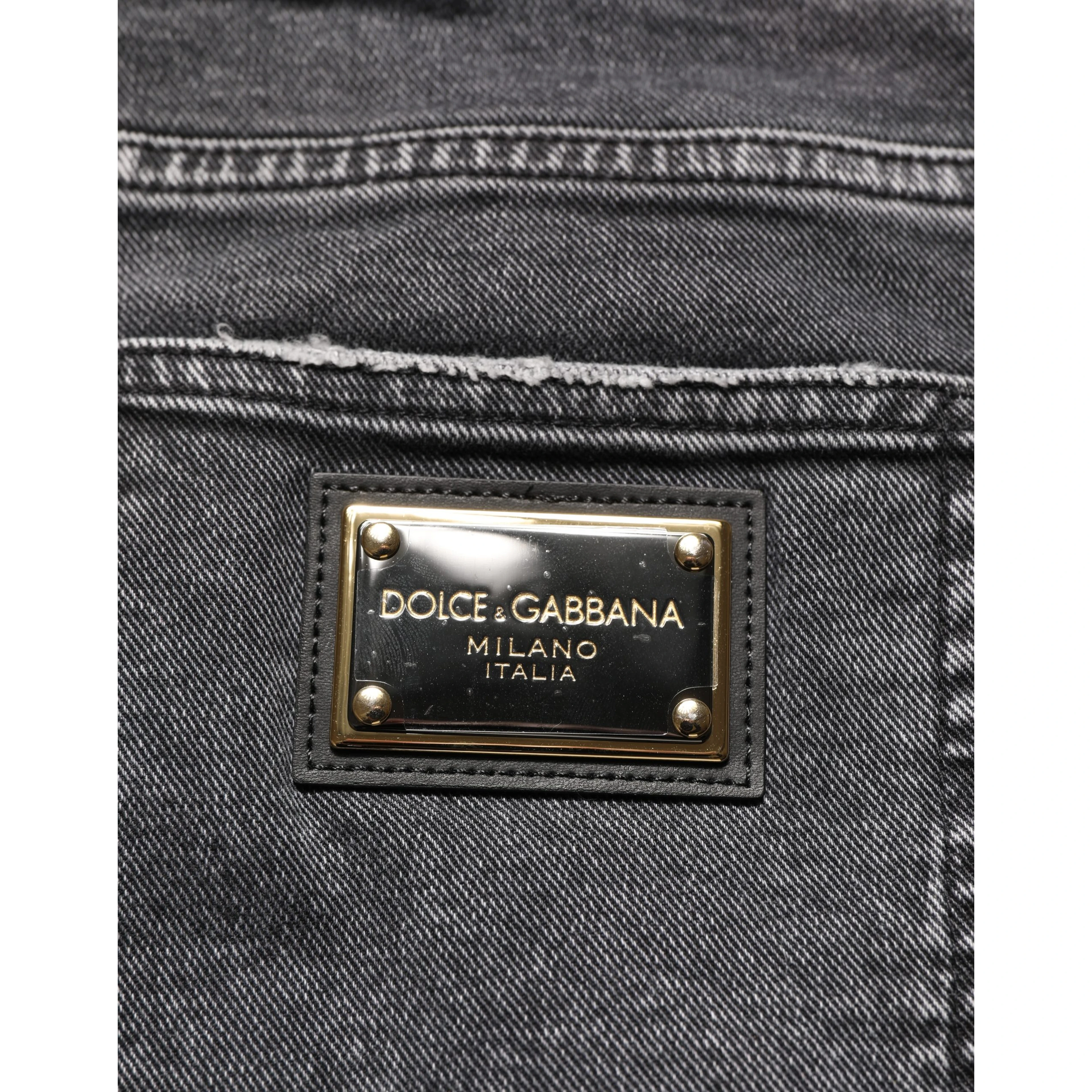 Dark Grey Distressed Mid Waist Denim Jeans