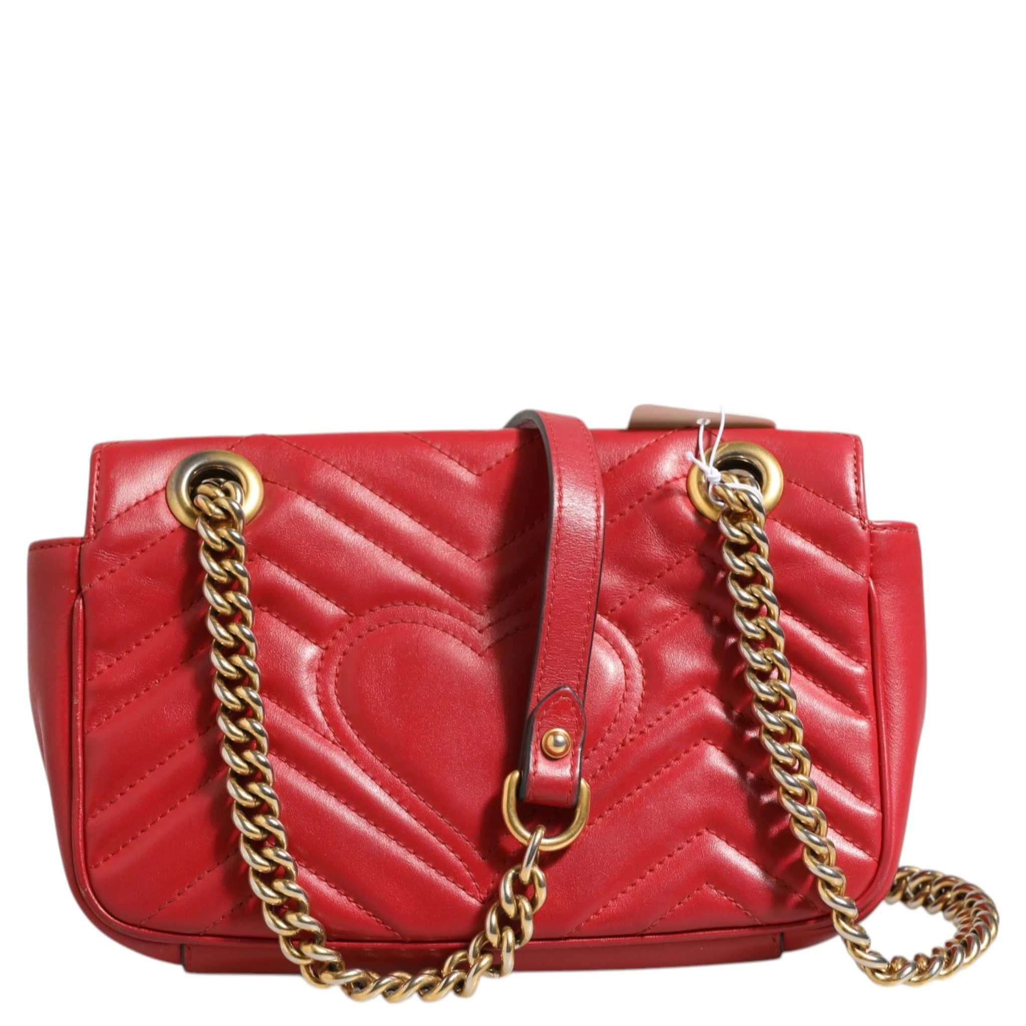 Marmont Small Shoulder Bag in Rosso Ancora Red Leather