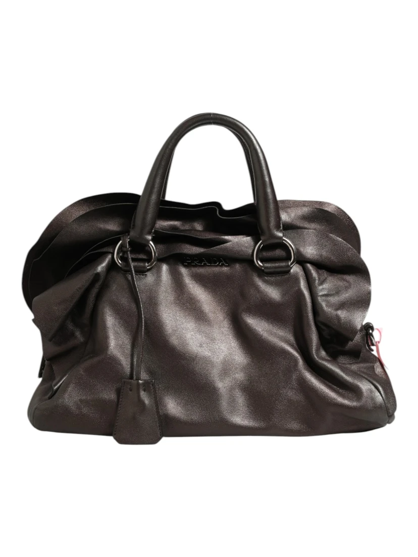Metallic Nappa Leather Ruffle Shoulder Bag