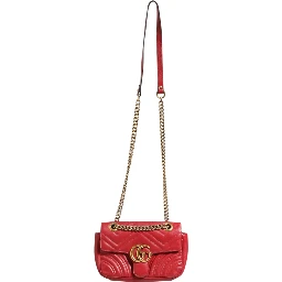 Marmont Small Shoulder Bag in Rosso Ancora Red Leather