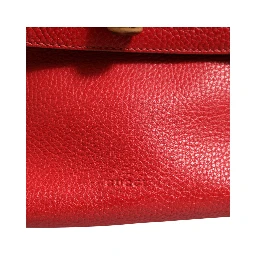 Red Leather Bamboo Daily Tote Crossbody Bag