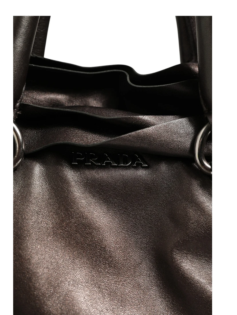 Metallic Nappa Leather Ruffle Shoulder Bag