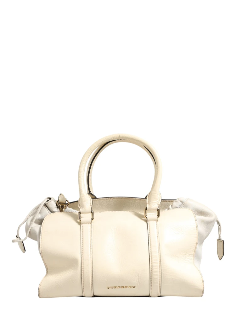 Chalk White Large Leather Tote Bag
