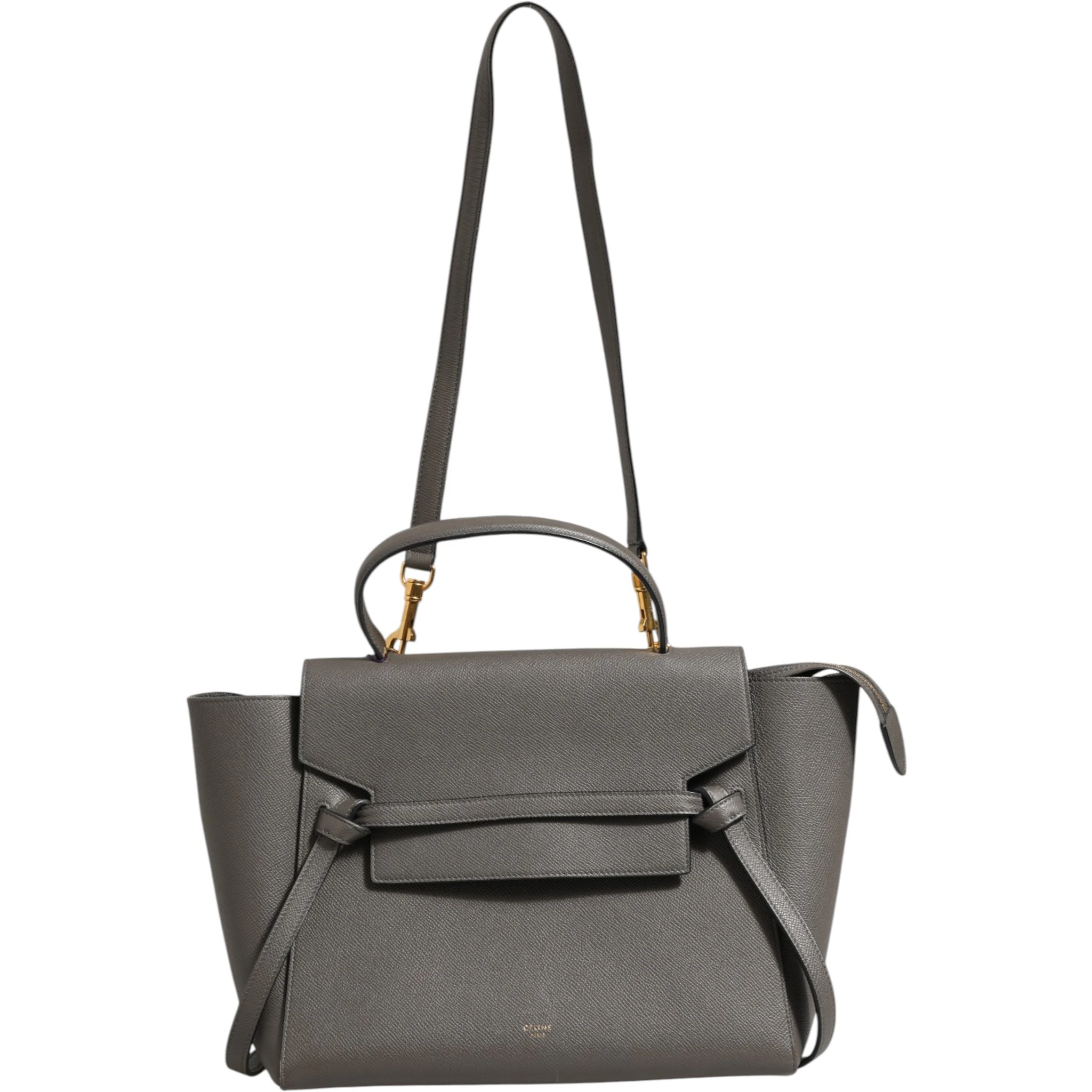 Nano Belt Bag in Grained Calfskin Grey