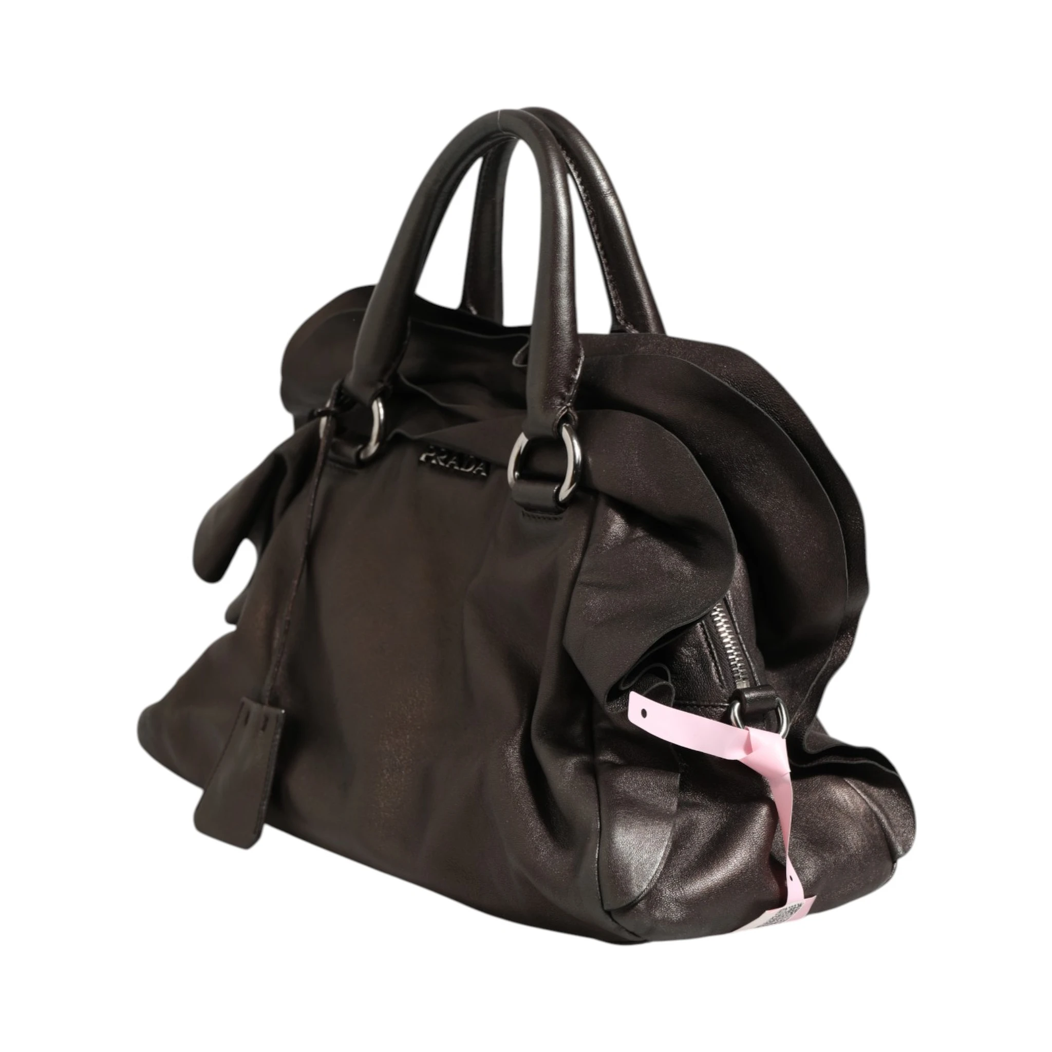 Metallic Nappa Leather Ruffle Shoulder Bag