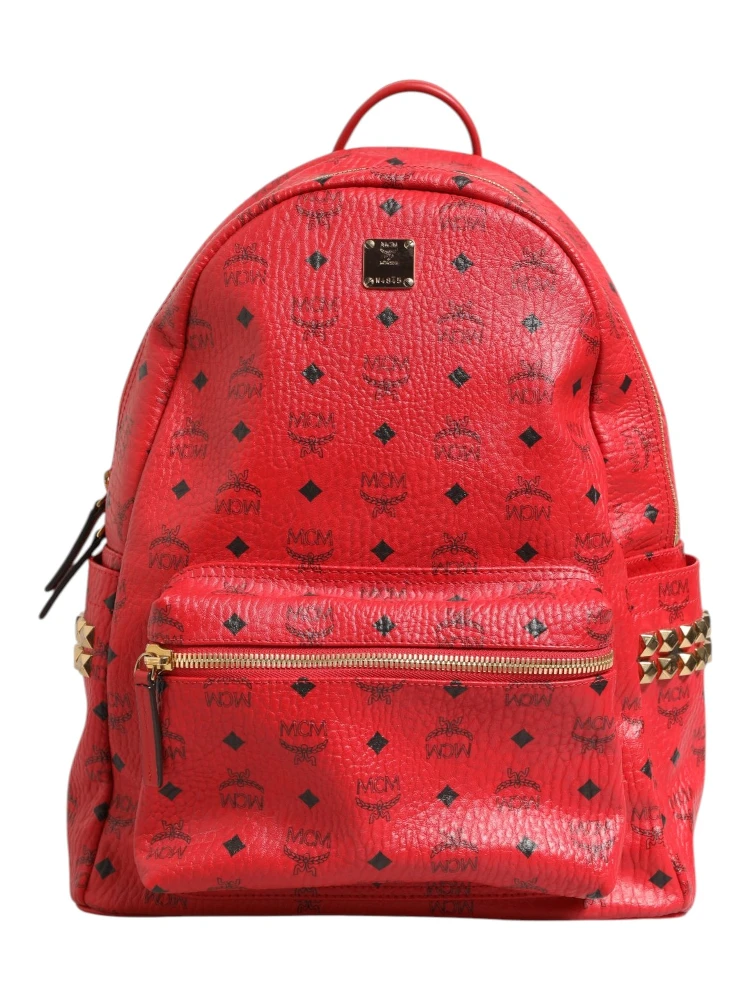 Medium Stark Studded Visetos Backpack - Red