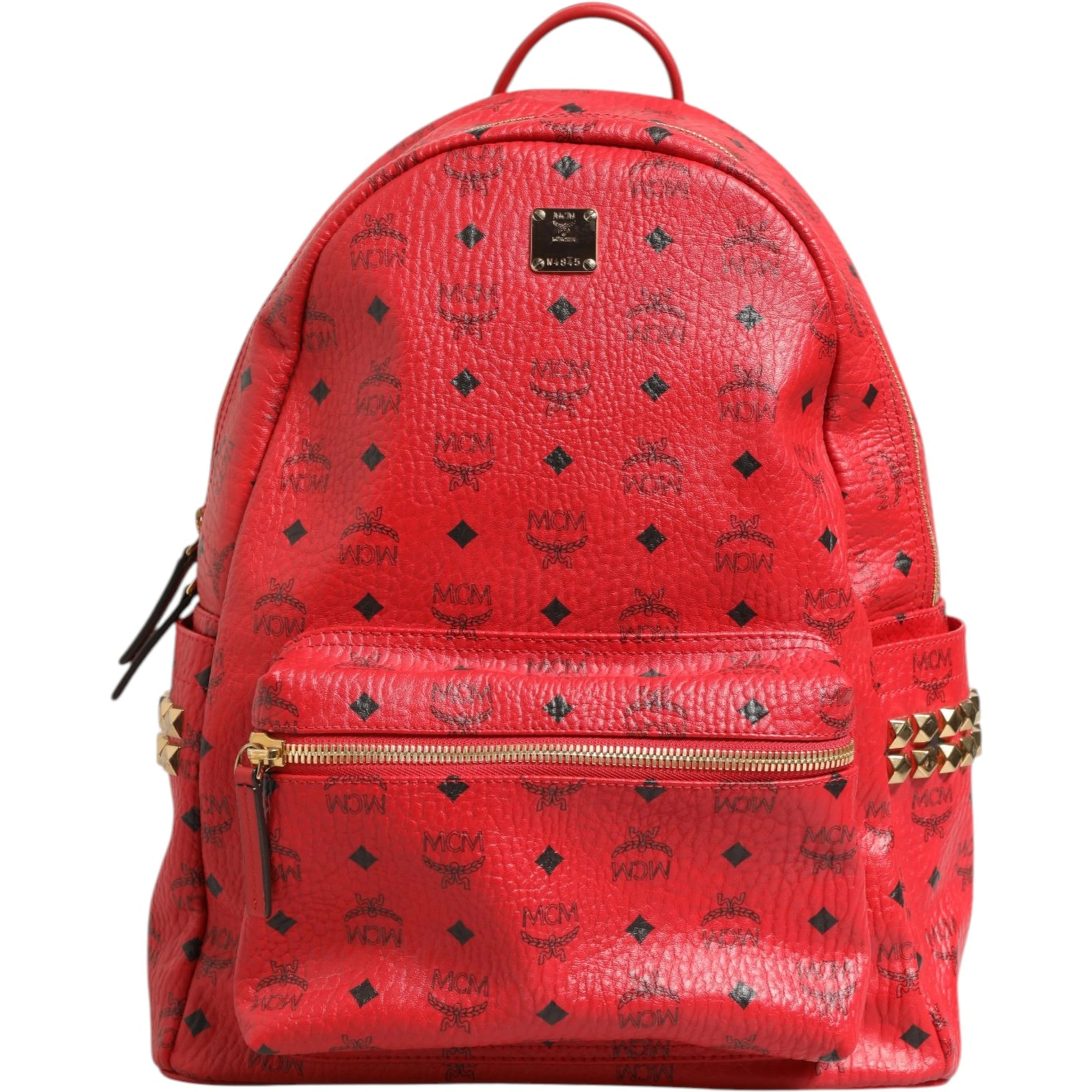 Medium Stark Studded Visetos Backpack - Red