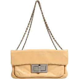 Beige Lambskin Giant Reissue Mademoiselle Lock Flap Bag