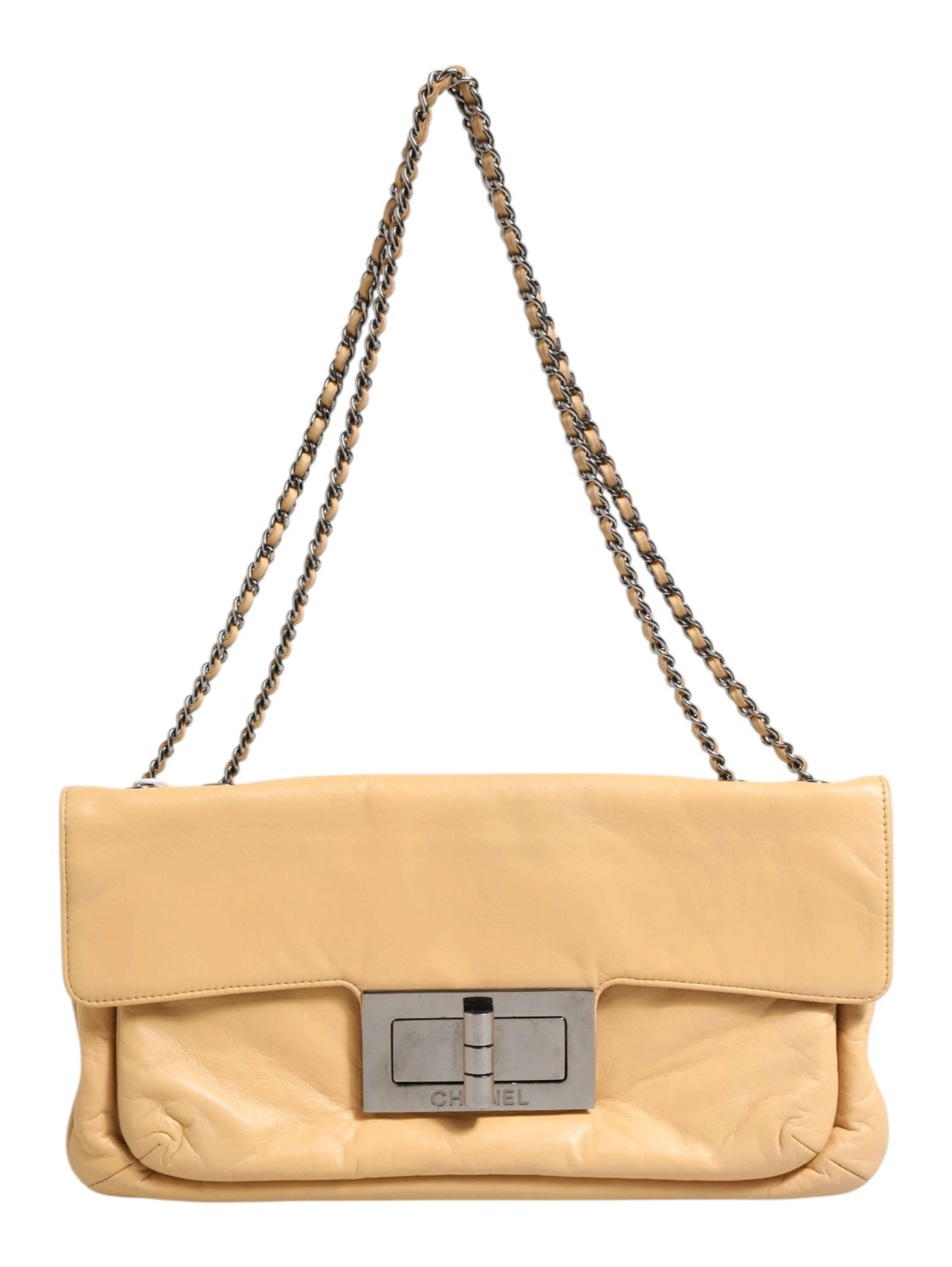Beige Lambskin Giant Reissue Mademoiselle Lock Flap Bag