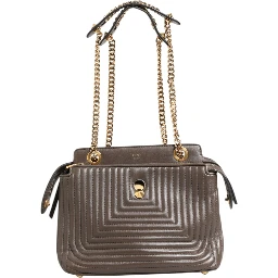 Brown Quilted Lambskin Leather Dotcom Click Small Shoulder Bag