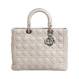 Lady Dior Large Grey Cannage Lambskin Bag