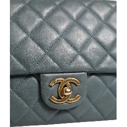 Blue Quilted Leather Crown Flap Shoulder Bag
