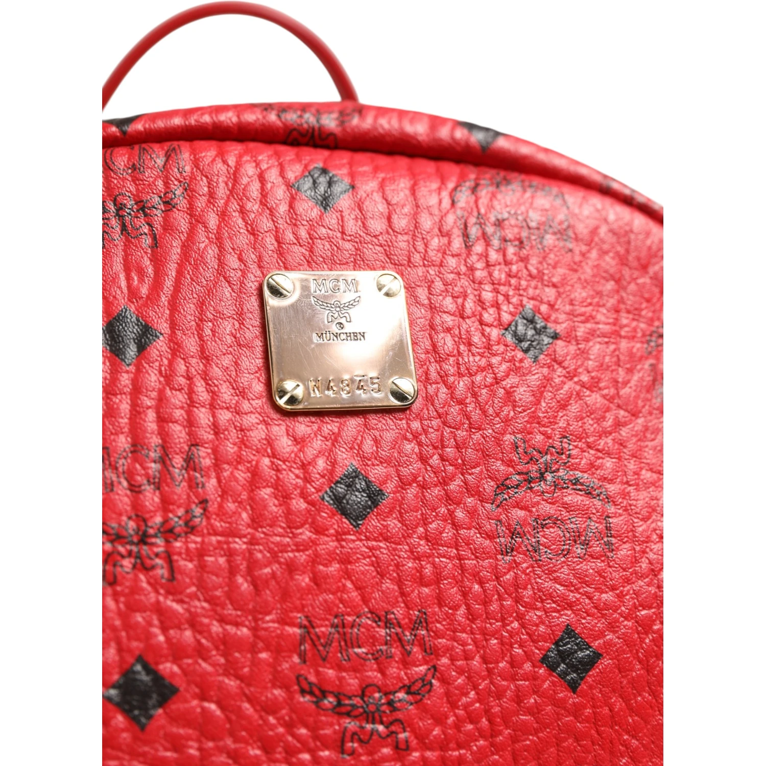 Medium Stark Studded Visetos Backpack - Red