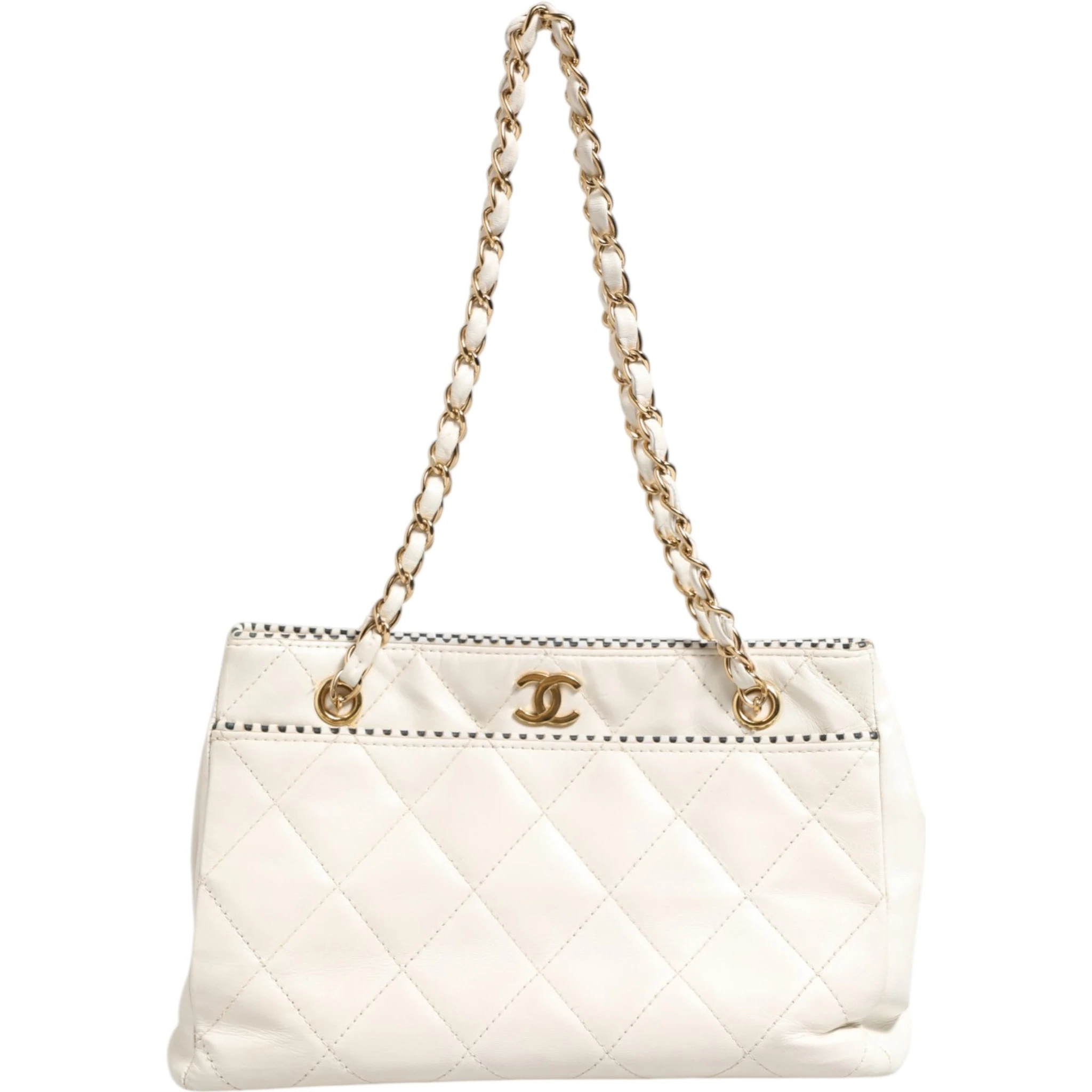 Shiny Calfskin Quilted Mini 22 White 1792563