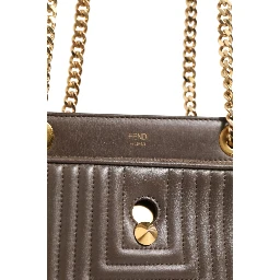 Brown Quilted Lambskin Leather Dotcom Click Small Shoulder Bag