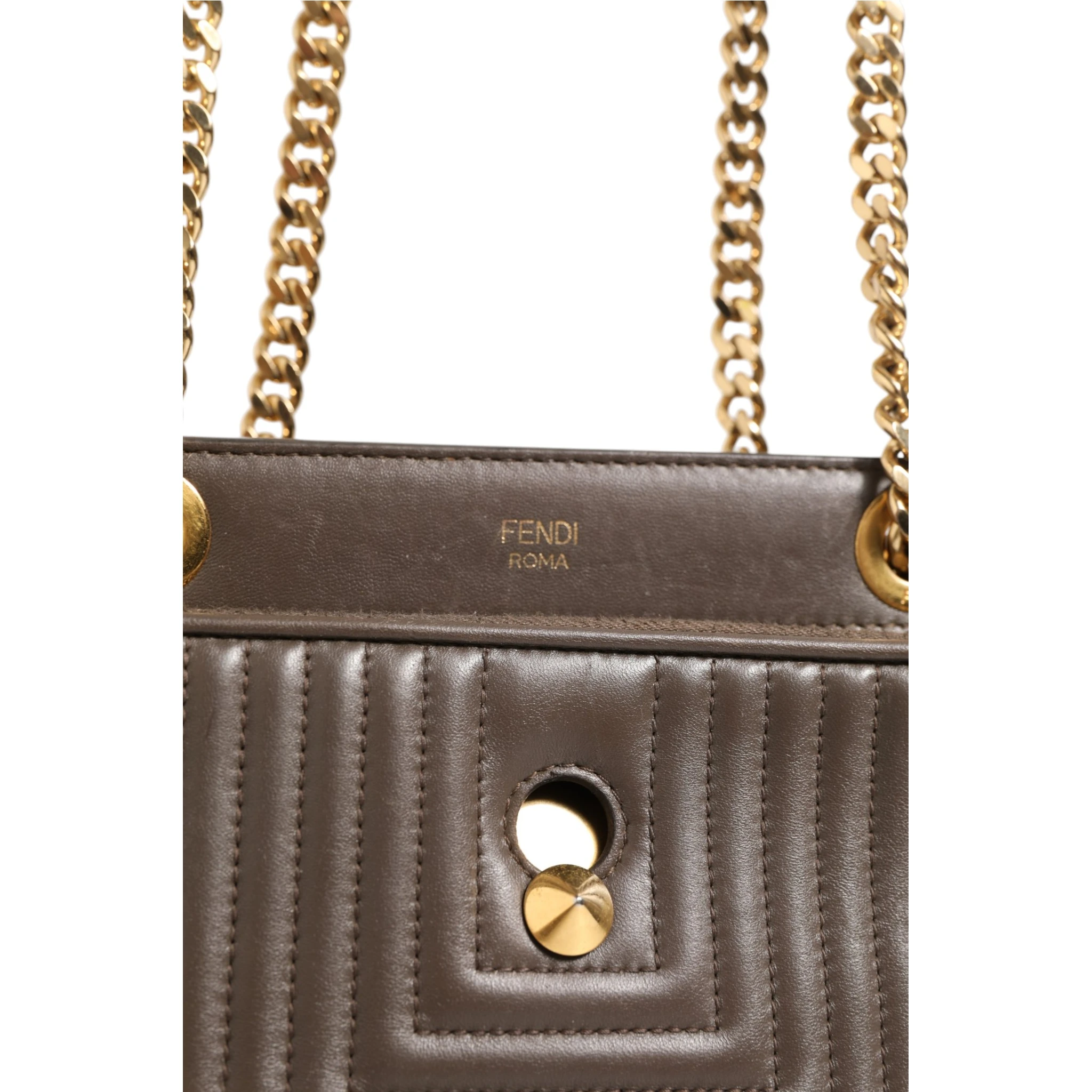 Brown Quilted Lambskin Leather Dotcom Click Small Shoulder Bag