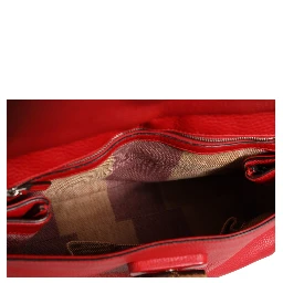 Red Leather Bamboo Daily Tote Crossbody Bag