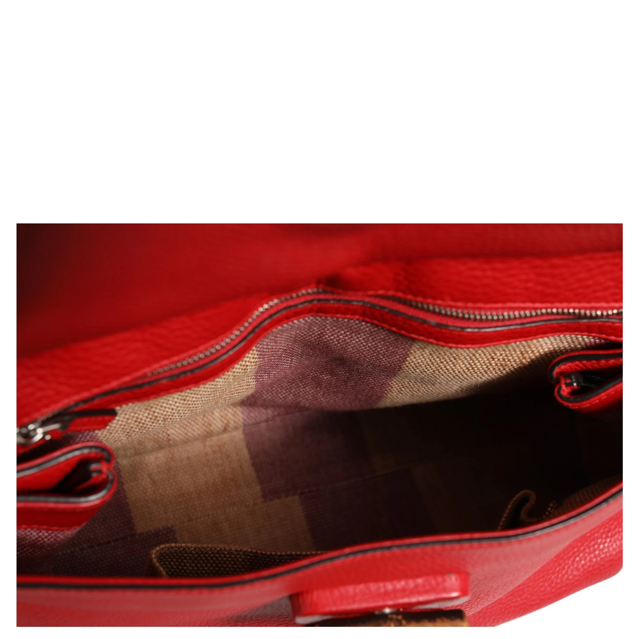 Red Leather Bamboo Daily Tote Crossbody Bag