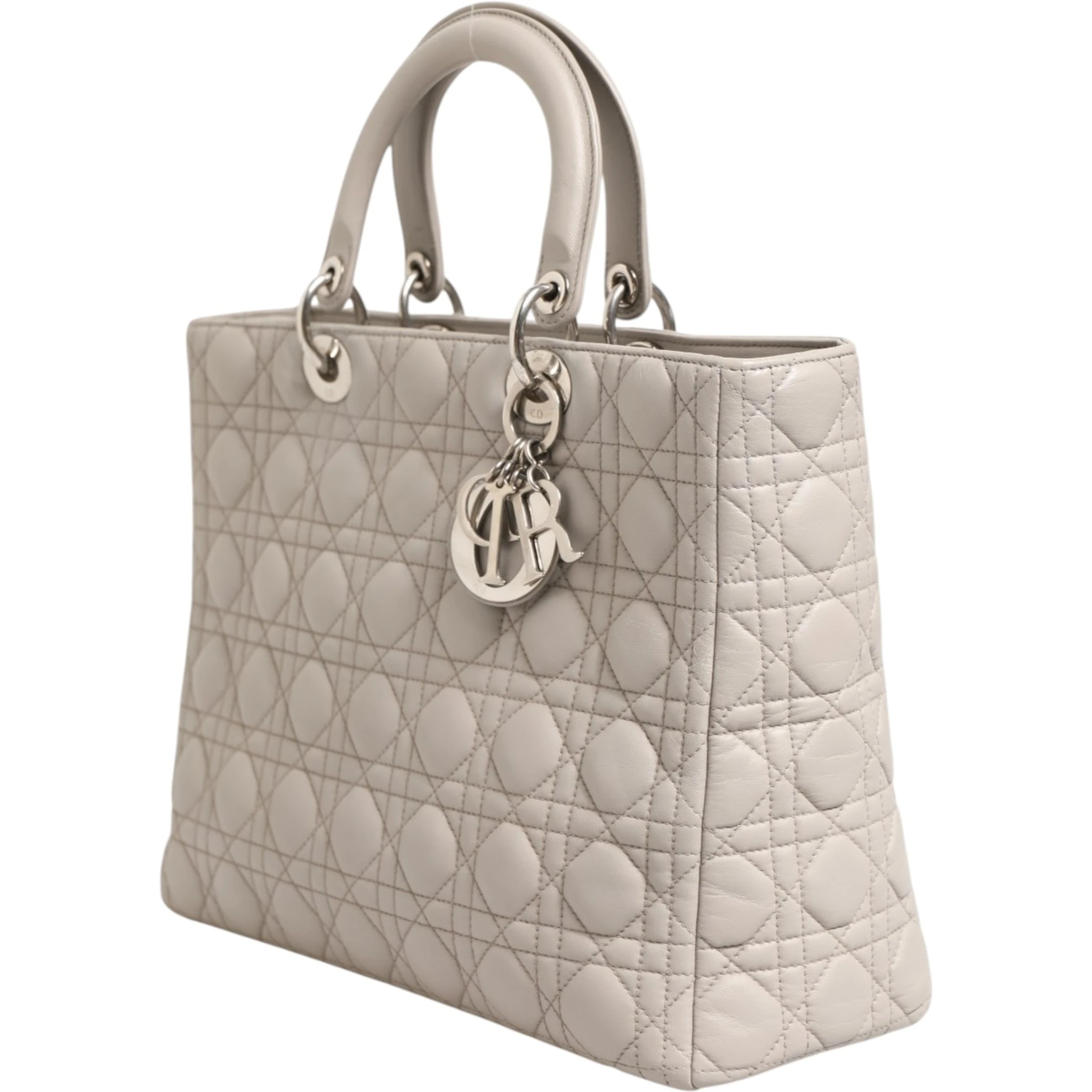 Lady Dior Large Grey Cannage Lambskin Bag