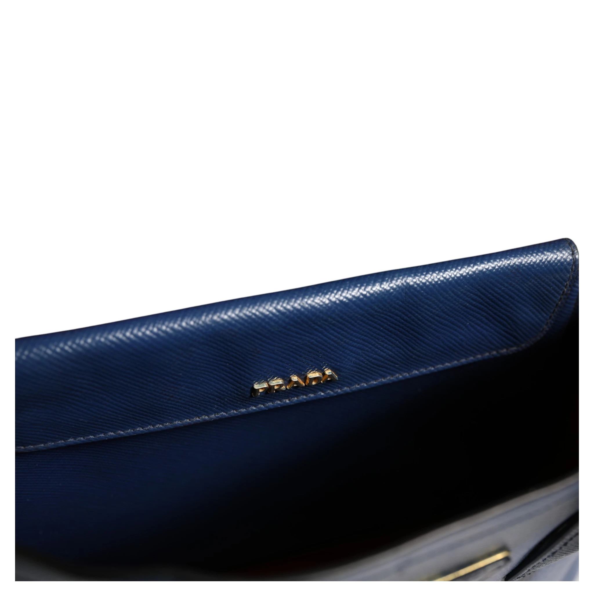 Blue Saffiano Leather 2way Bag