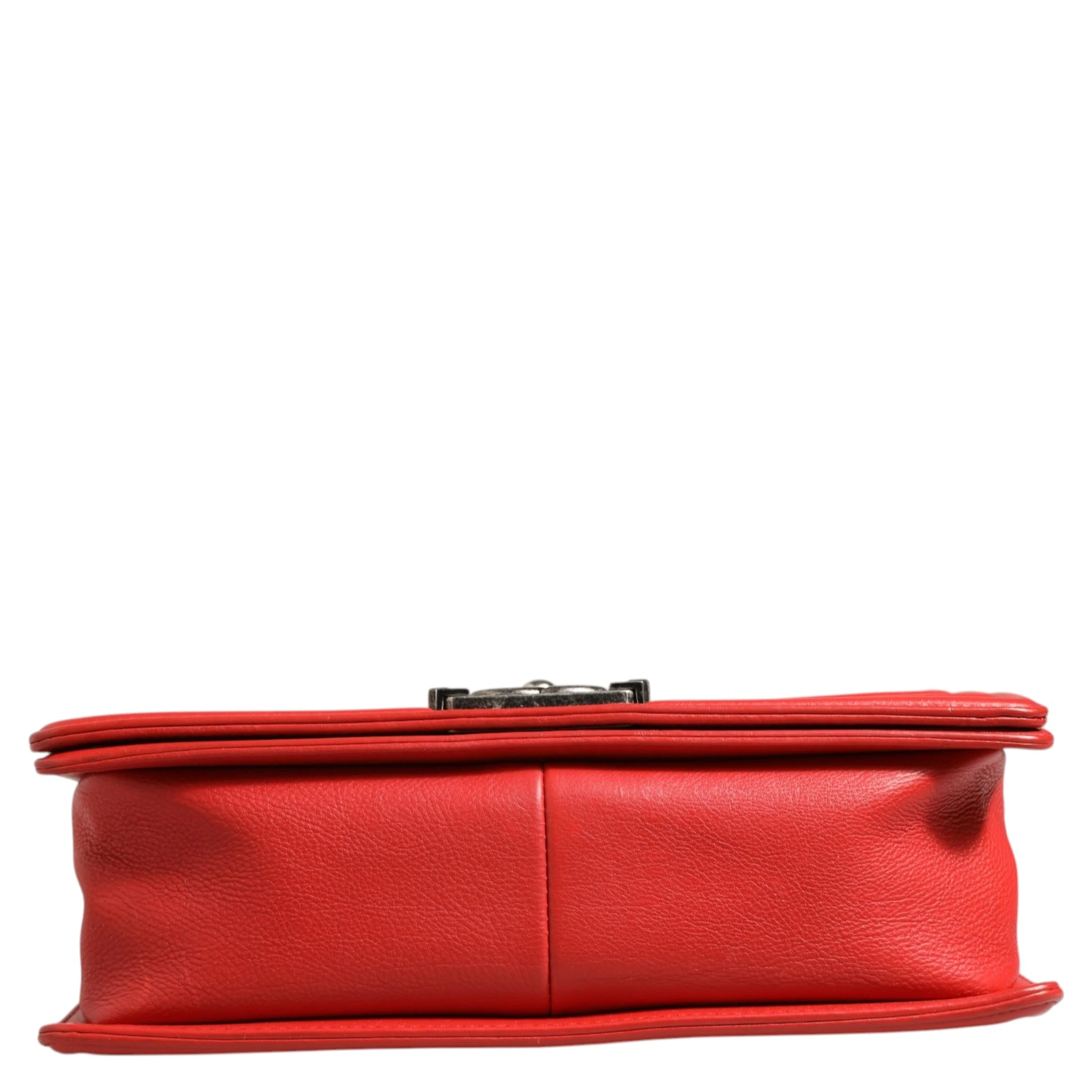 Red Diamond Stitch Calfskin Leather New Medium Boy Bag
